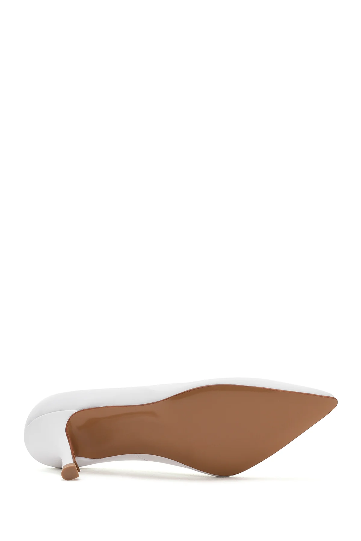 Kadın Beyaz İnce Topuklu Deri Stiletto - Image 5