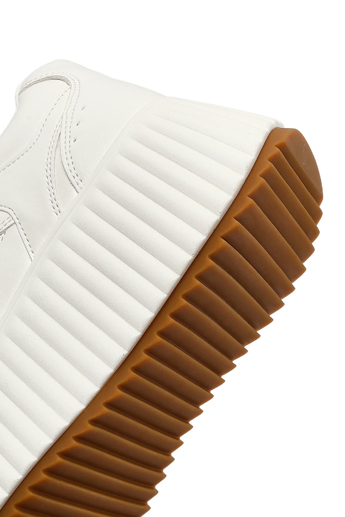 Kadın Beyaz Kalın Tabanlı Bağcıklı Sneaker - Image 8