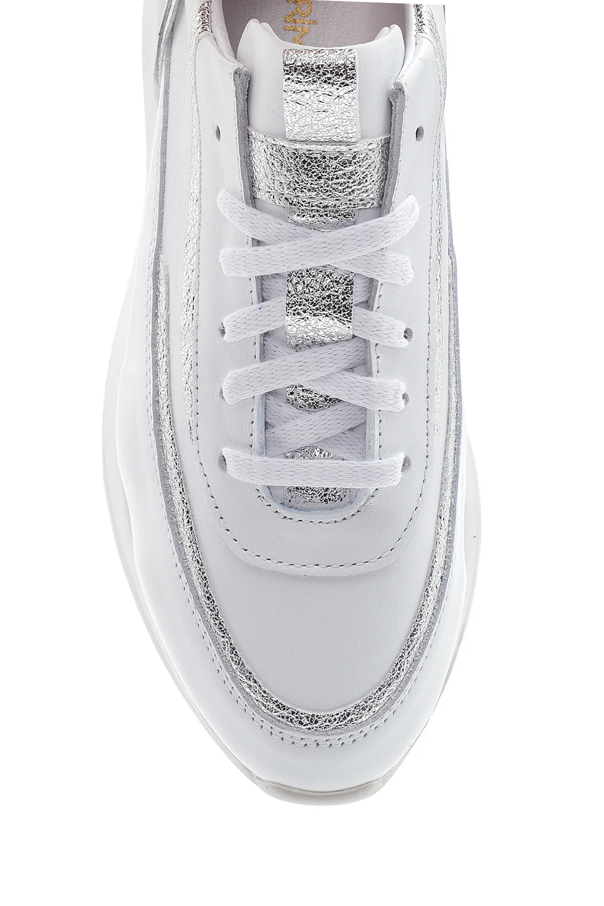 Kadın Beyaz Kalın Tabanlı Deri Sneaker - Image 6
