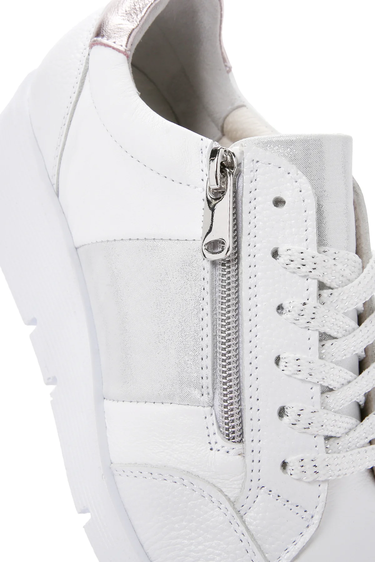 Kadın Beyaz Kalın Tabanlı Deri Sneaker - Image 11