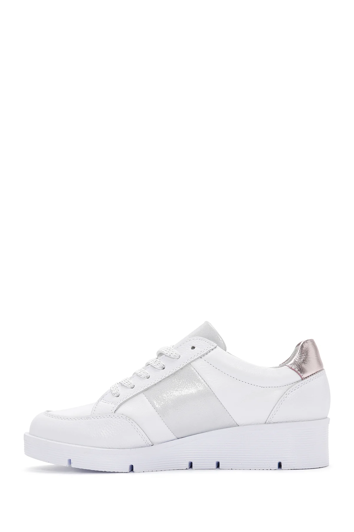 Kadın Beyaz Kalın Tabanlı Deri Sneaker - Image 2