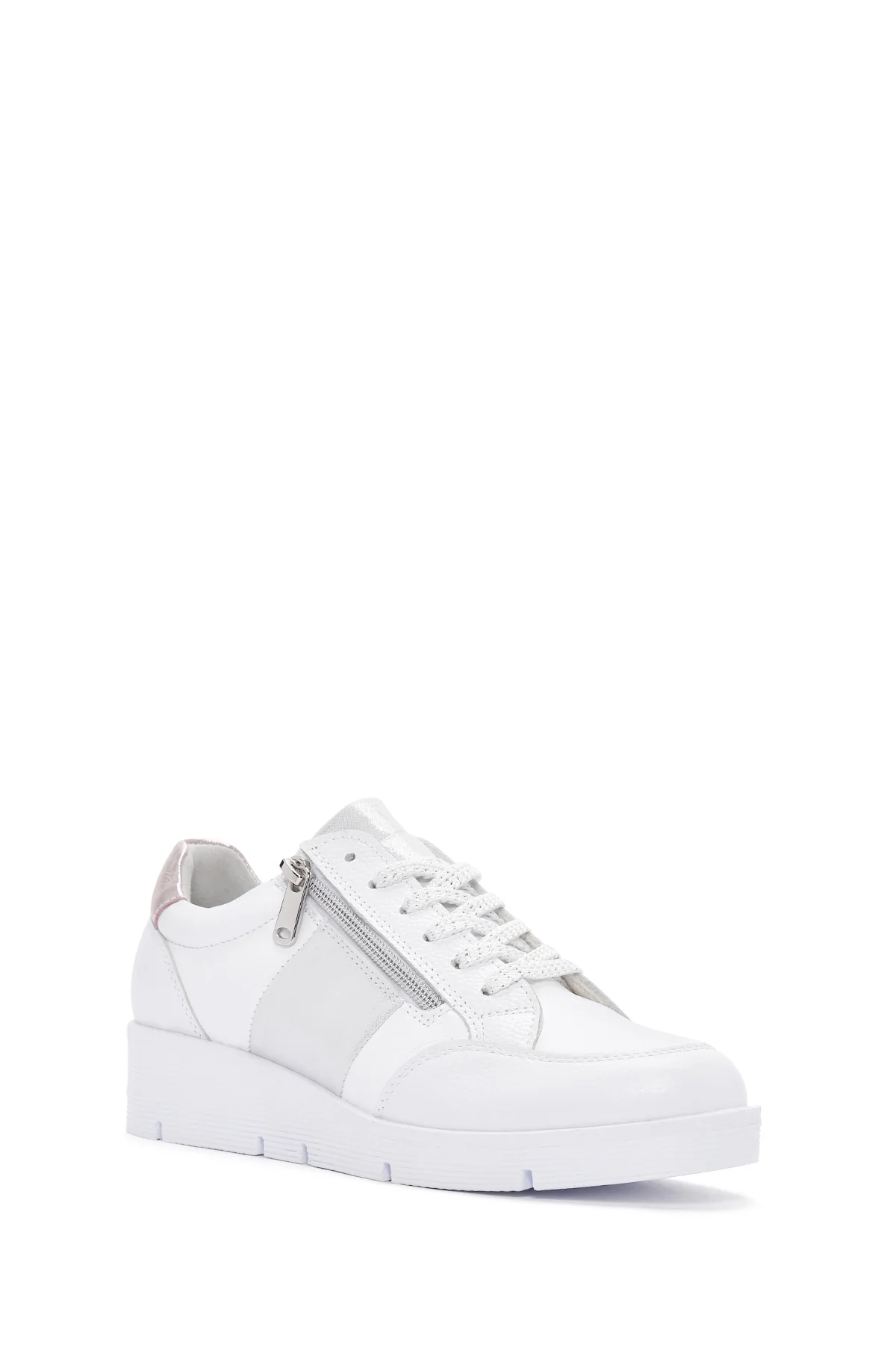 Kadın Beyaz Kalın Tabanlı Deri Sneaker - Image 6