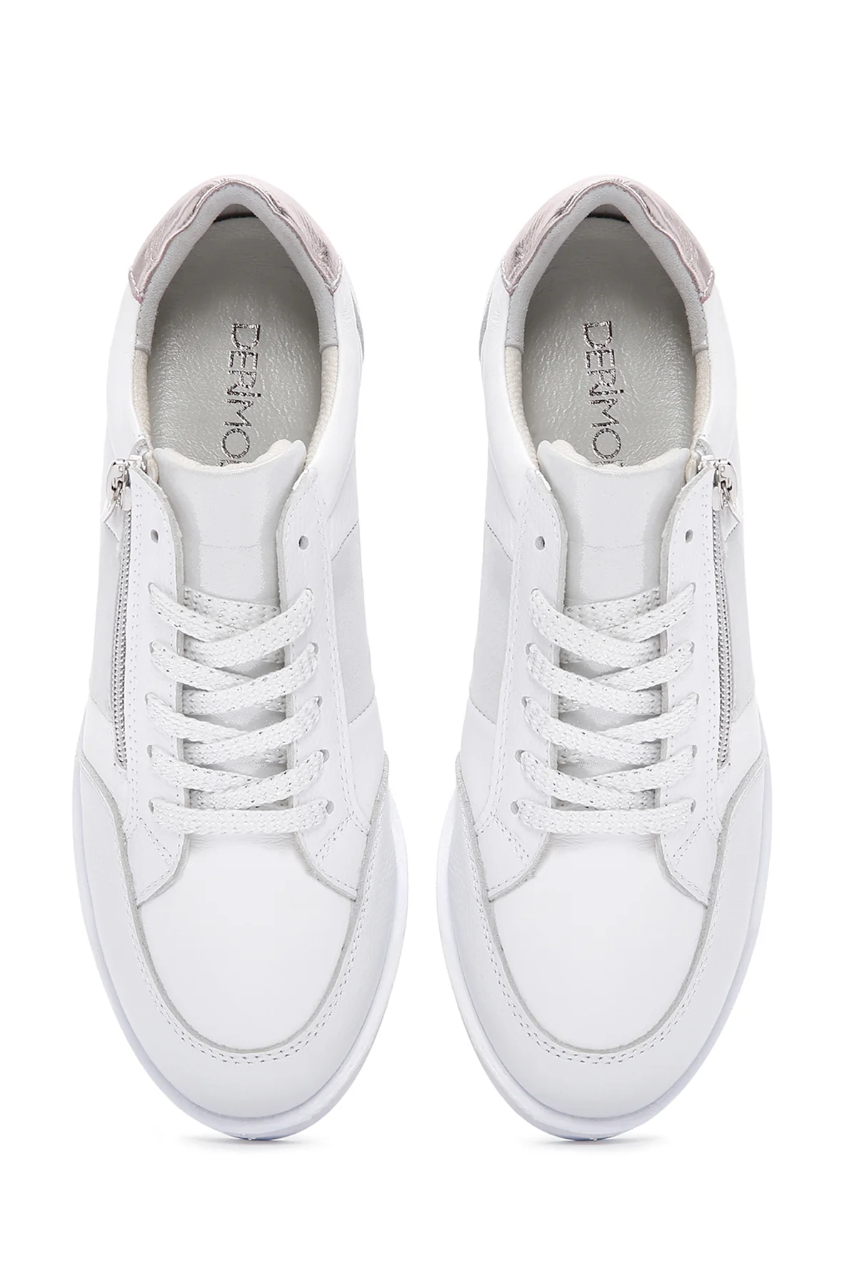 Kadın Beyaz Kalın Tabanlı Deri Sneaker - Image 7