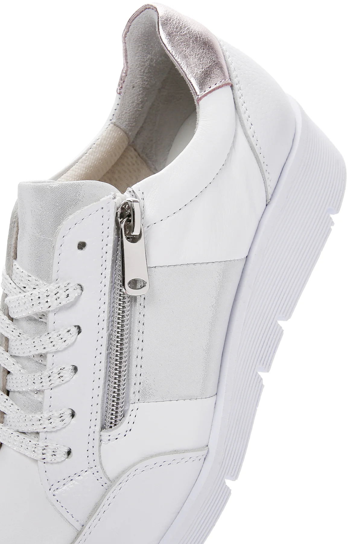 Kadın Beyaz Kalın Tabanlı Deri Sneaker - Image 8