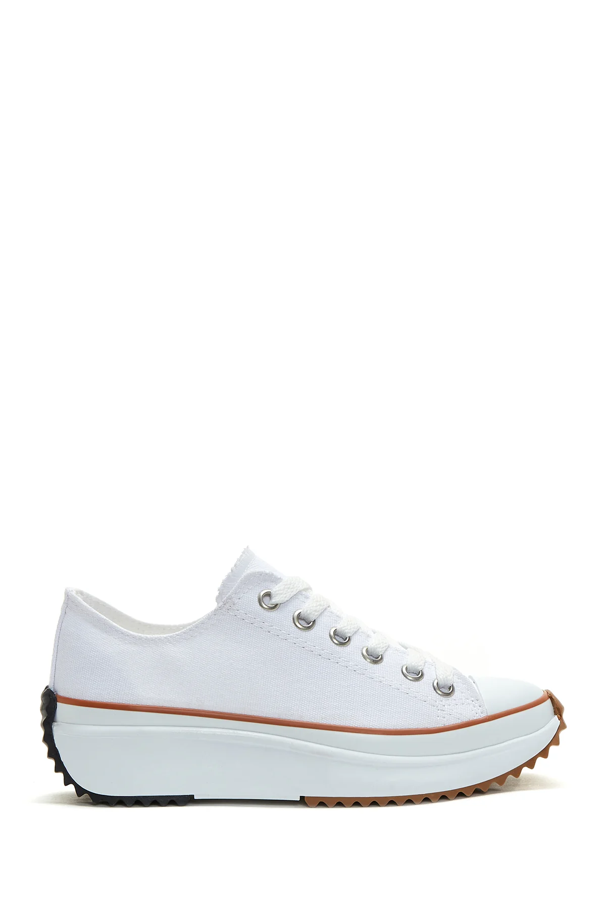 Kadın Beyaz Kalın Tabanlı Kumaş Sneaker