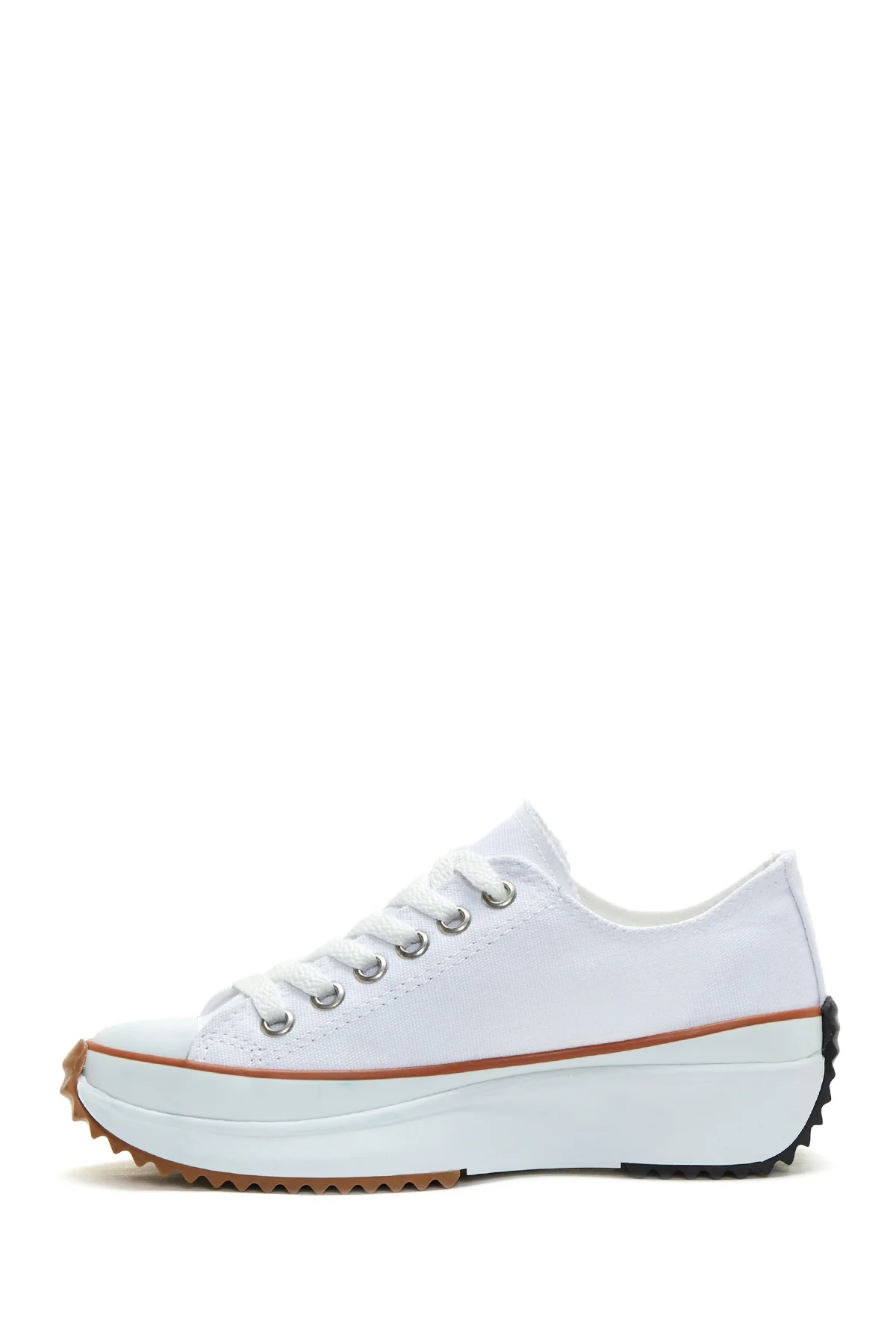 Kadın Beyaz Kalın Tabanlı Kumaş Sneaker - Image 2