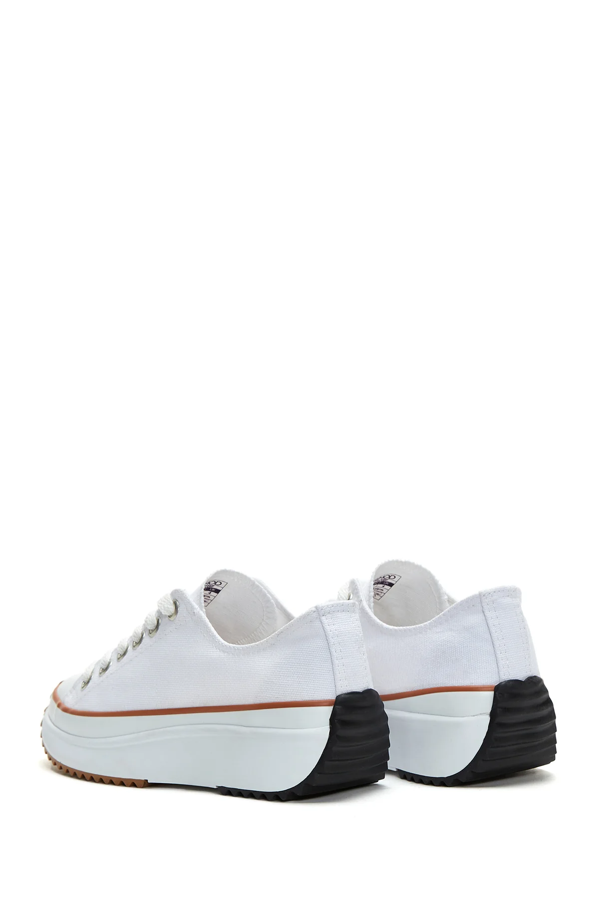 Kadın Beyaz Kalın Tabanlı Kumaş Sneaker - Image 5