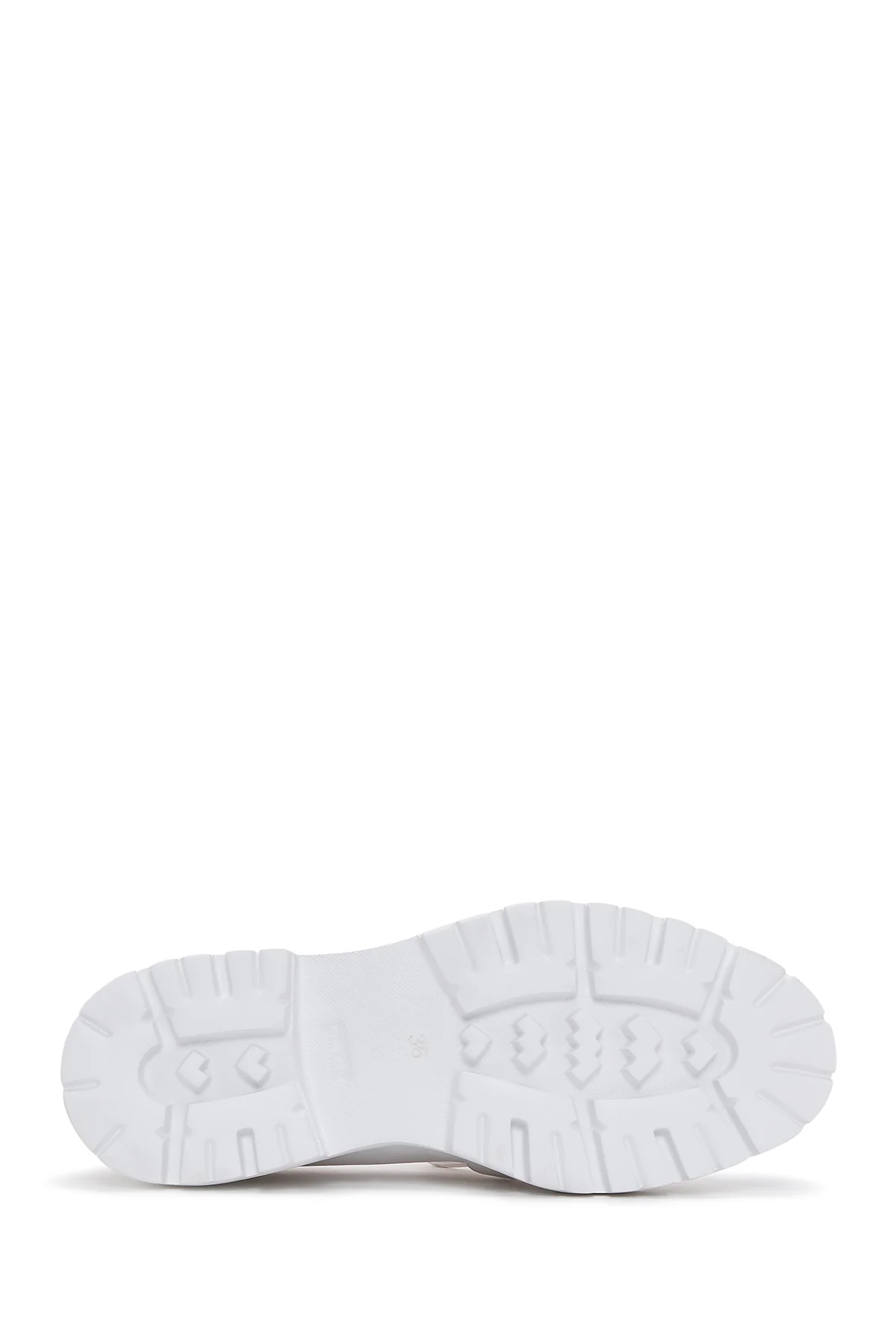 Kadın Beyaz Kalın Tabanlı Maskülen Loafer - Image 4