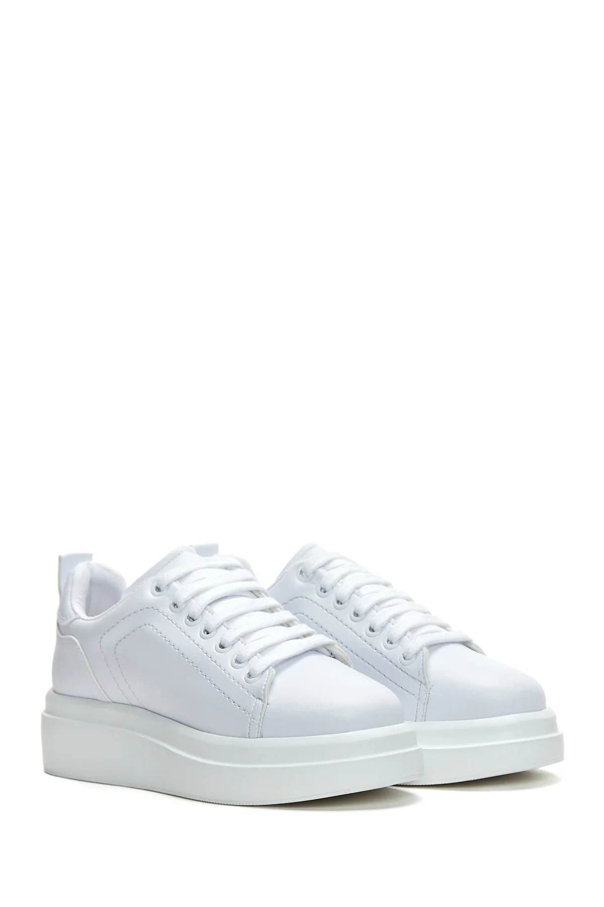 Kadın Beyaz Kalın Tabanlı Sneaker - Image 3