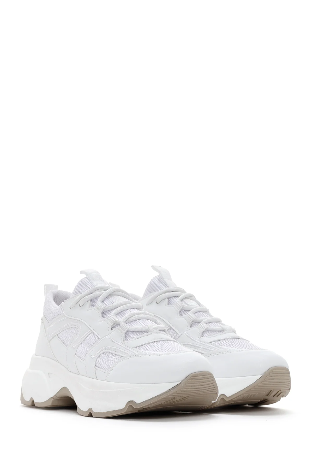 Kadın Beyaz Kalın Tabanlı Sneaker - Image 3