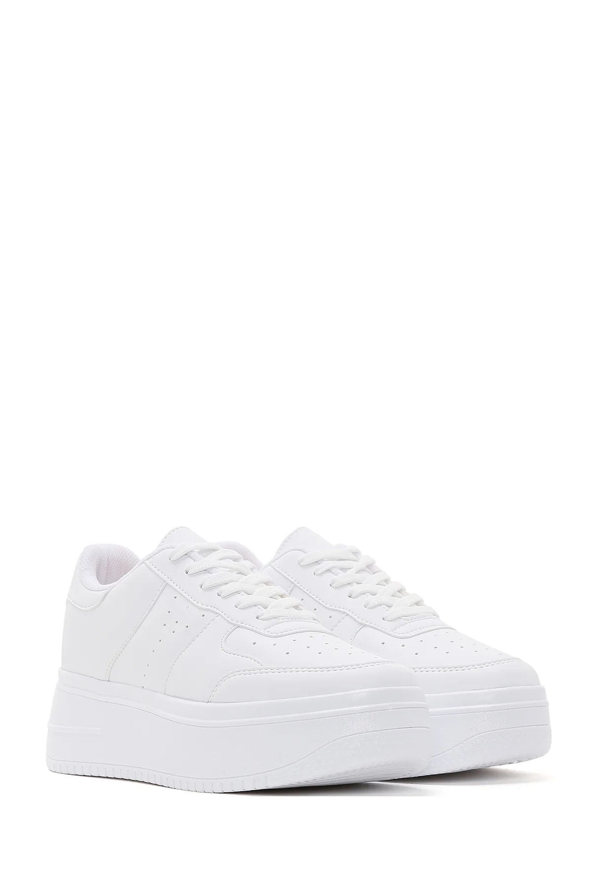 Kadın Beyaz Kalın Tabanlı Sneaker - Image 3
