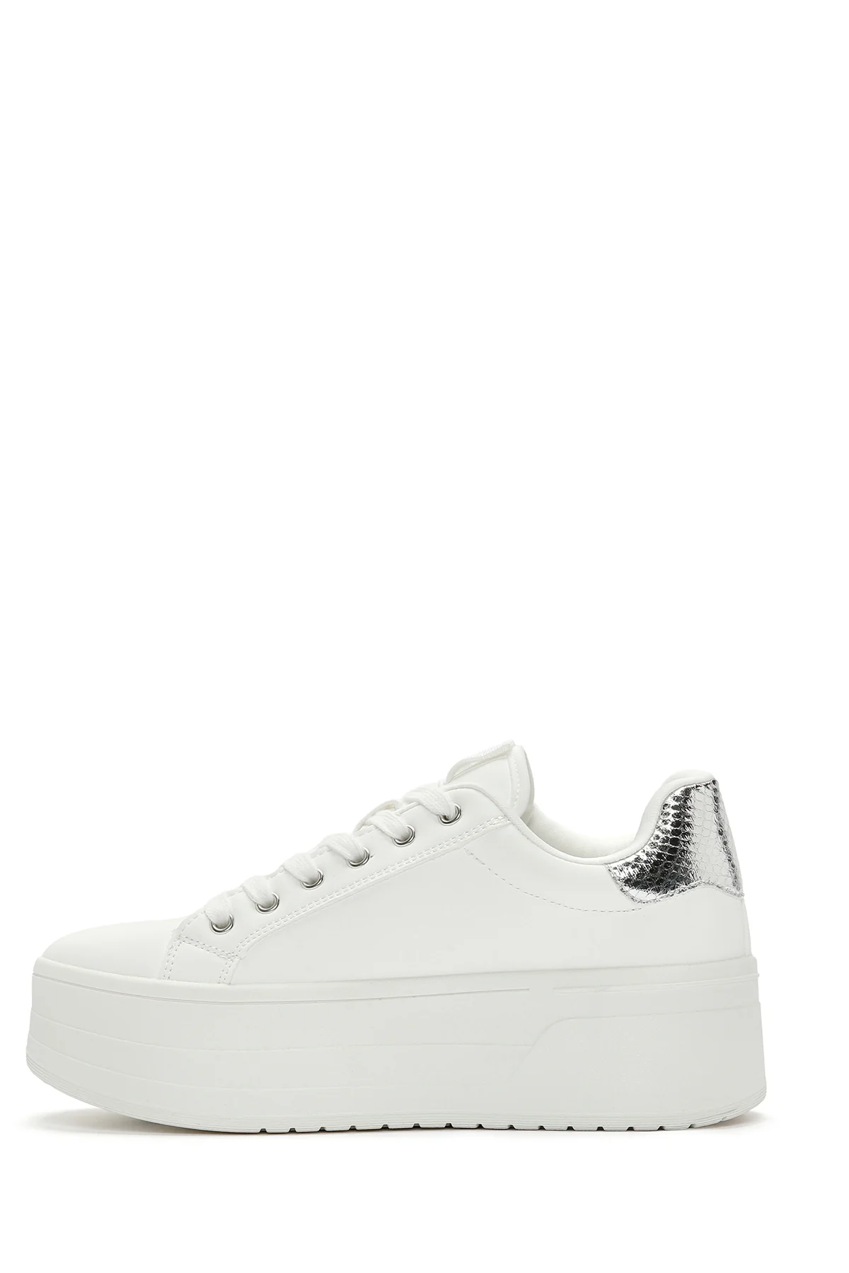 Kadın Beyaz Kalın Tabanlı Taşlı Sneaker - Image 2