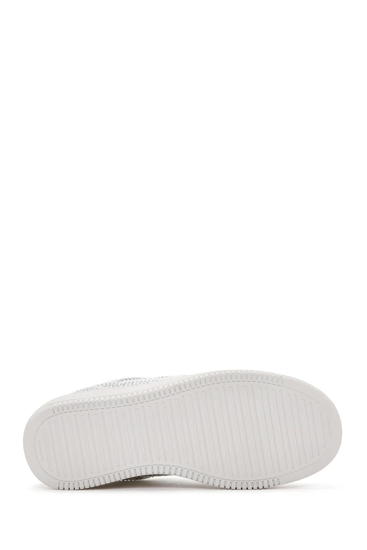 Kadın Beyaz Kalın Tabanlı Taşlı Sneaker - Image 4