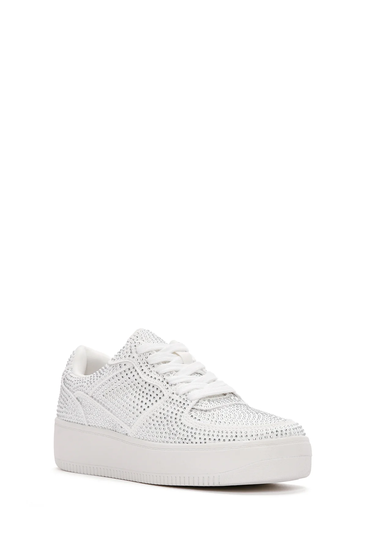 Kadın Beyaz Kalın Tabanlı Taşlı Sneaker - Image 5