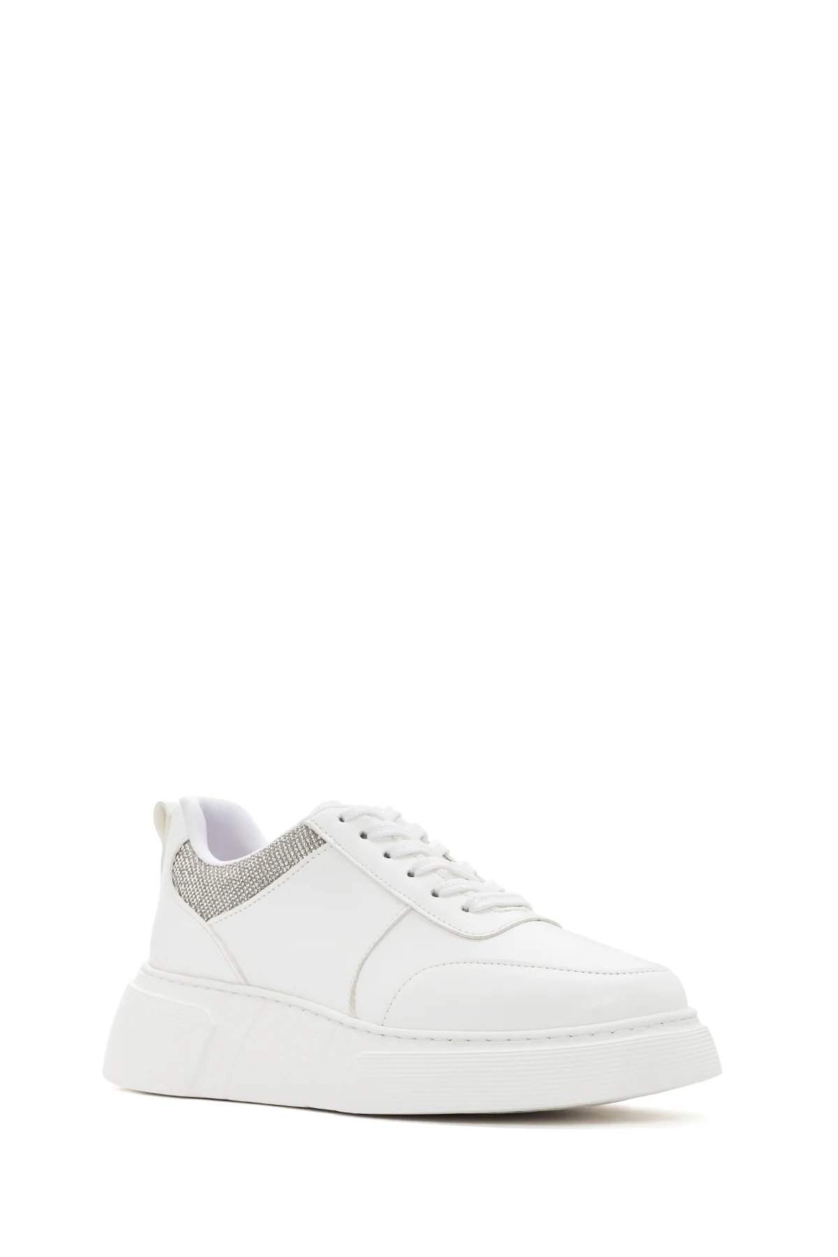Kadın Beyaz Kalın Tabanlı Taşlı Sneaker - Image 6