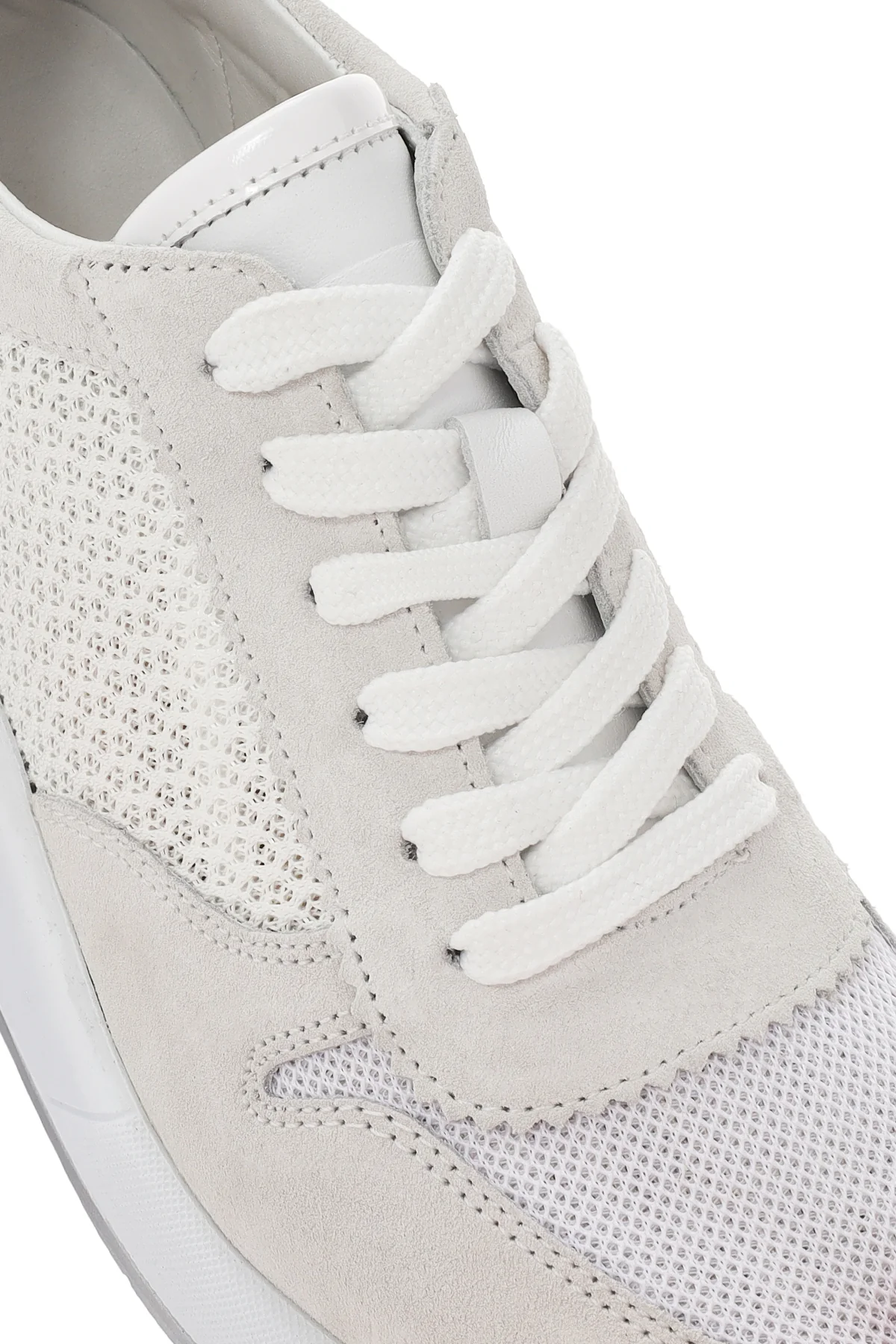 Kadın Beyaz Kalın Topuklu Bağcıklı Deri Sneaker - Image 10
