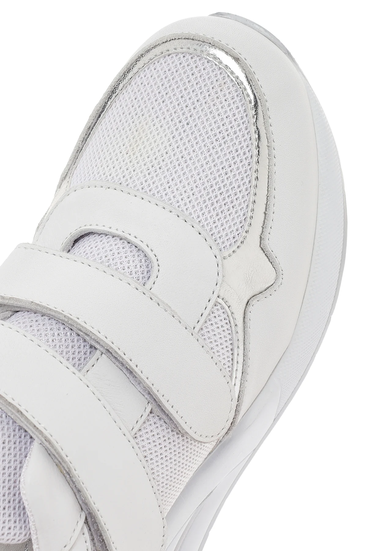 Kadın Beyaz Kalın Topuklu Bantlı Deri Sneaker - Image 10