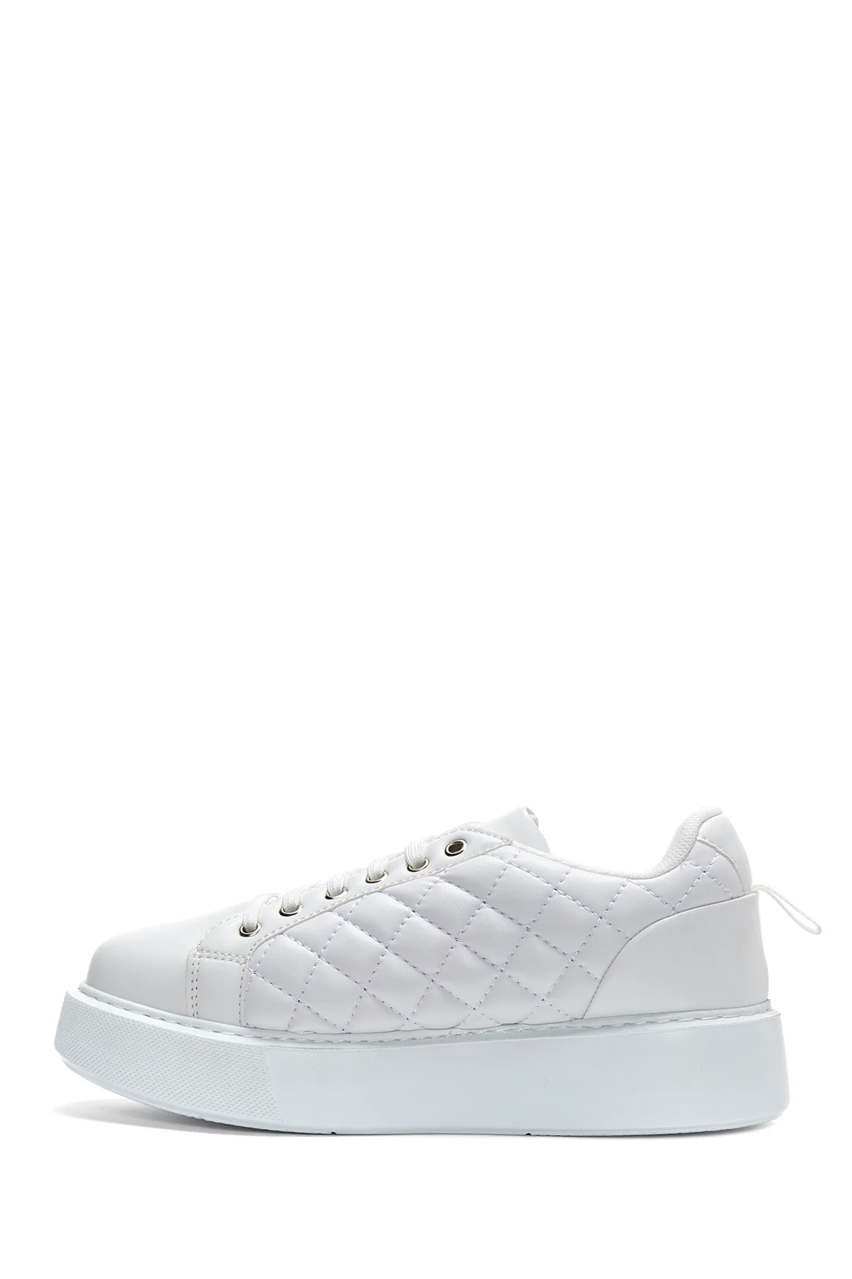 Kadın Beyaz Kapitone Kalın Tabanlı Sneaker - Image 2