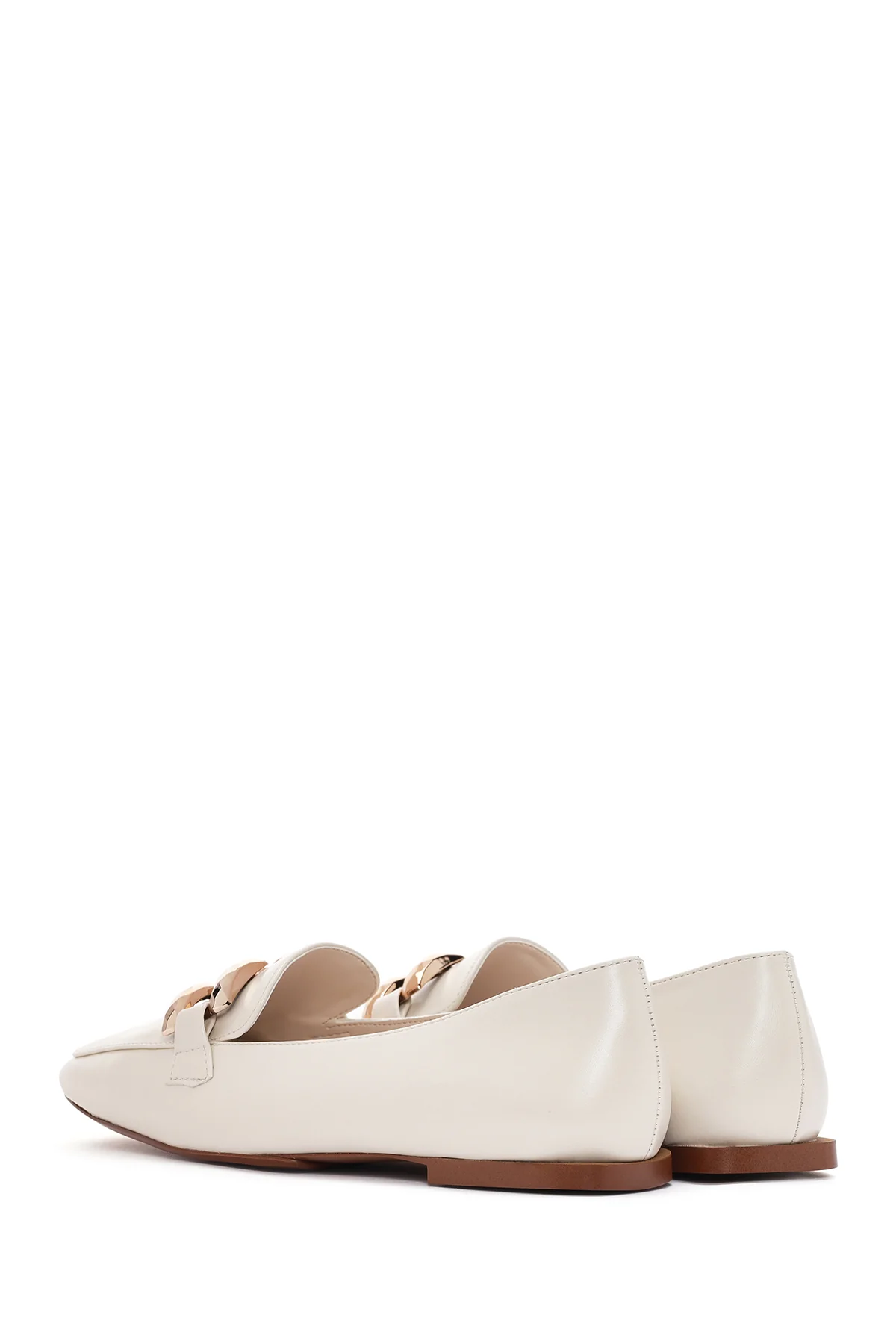 Kadın Beyaz Maskülen Loafer - Image 5