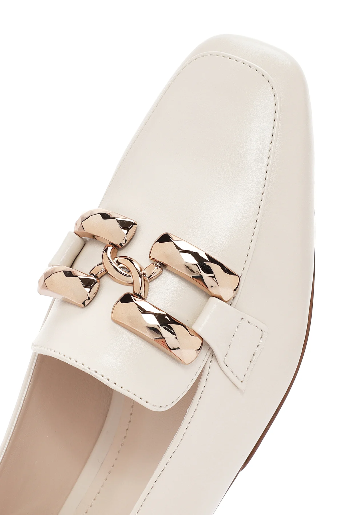 Kadın Beyaz Maskülen Loafer - Image 9