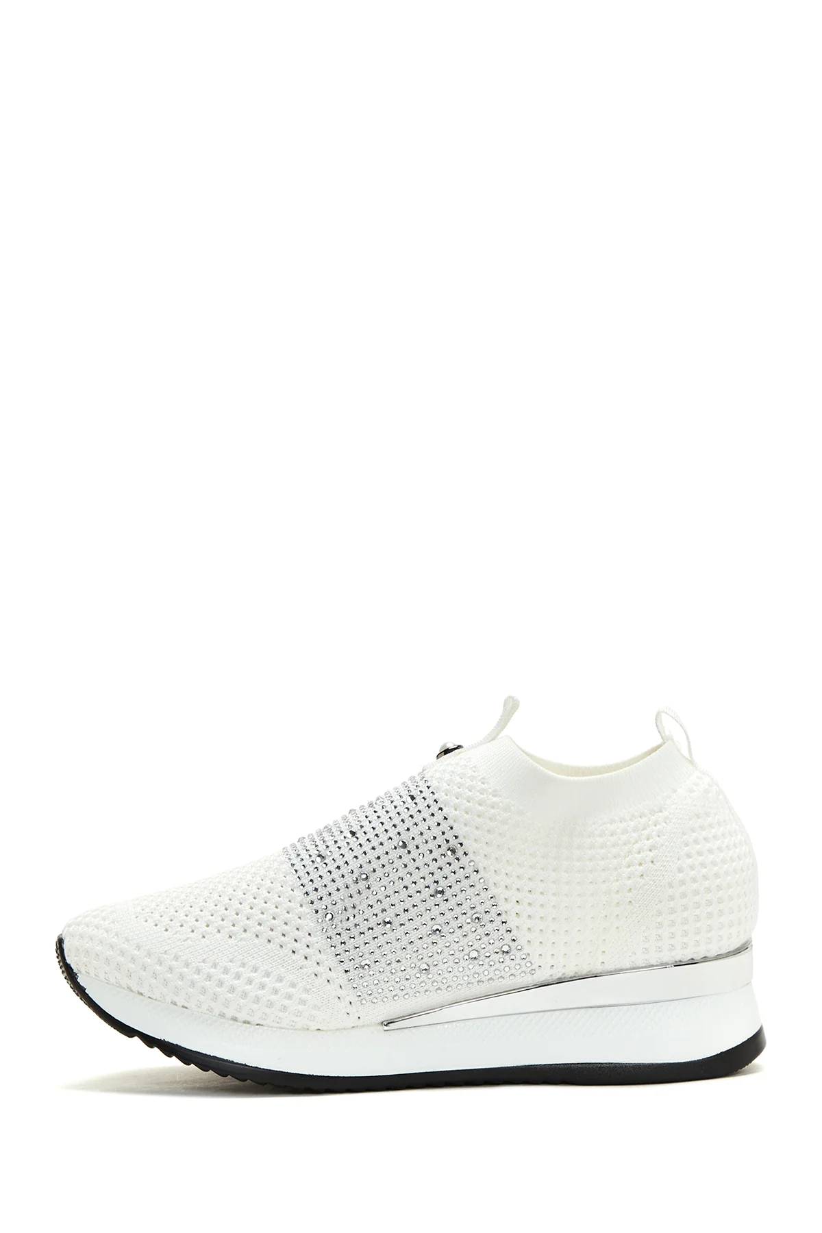 Kadın Beyaz Taşlı Kalın Tabanlı Sneaker - Image 2