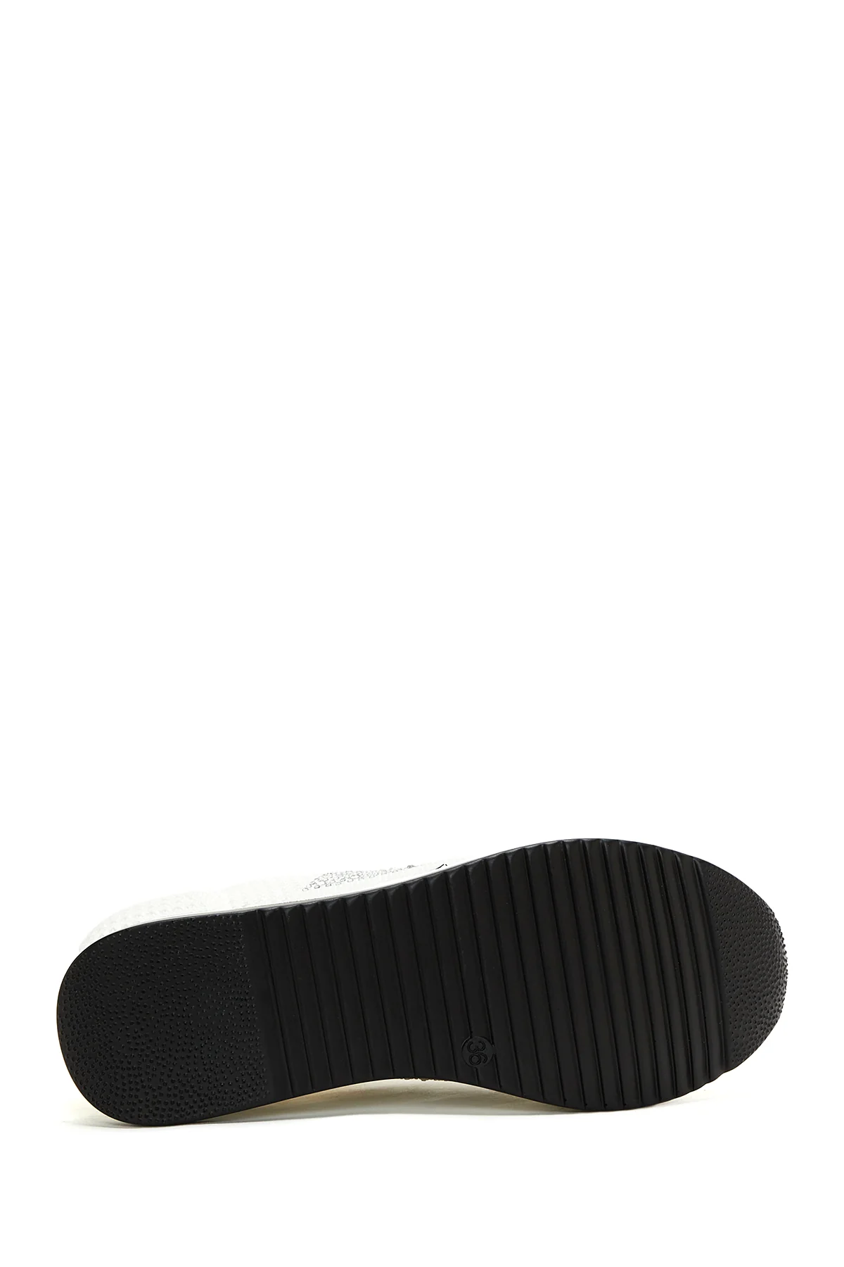 Kadın Beyaz Taşlı Kalın Tabanlı Sneaker - Image 4