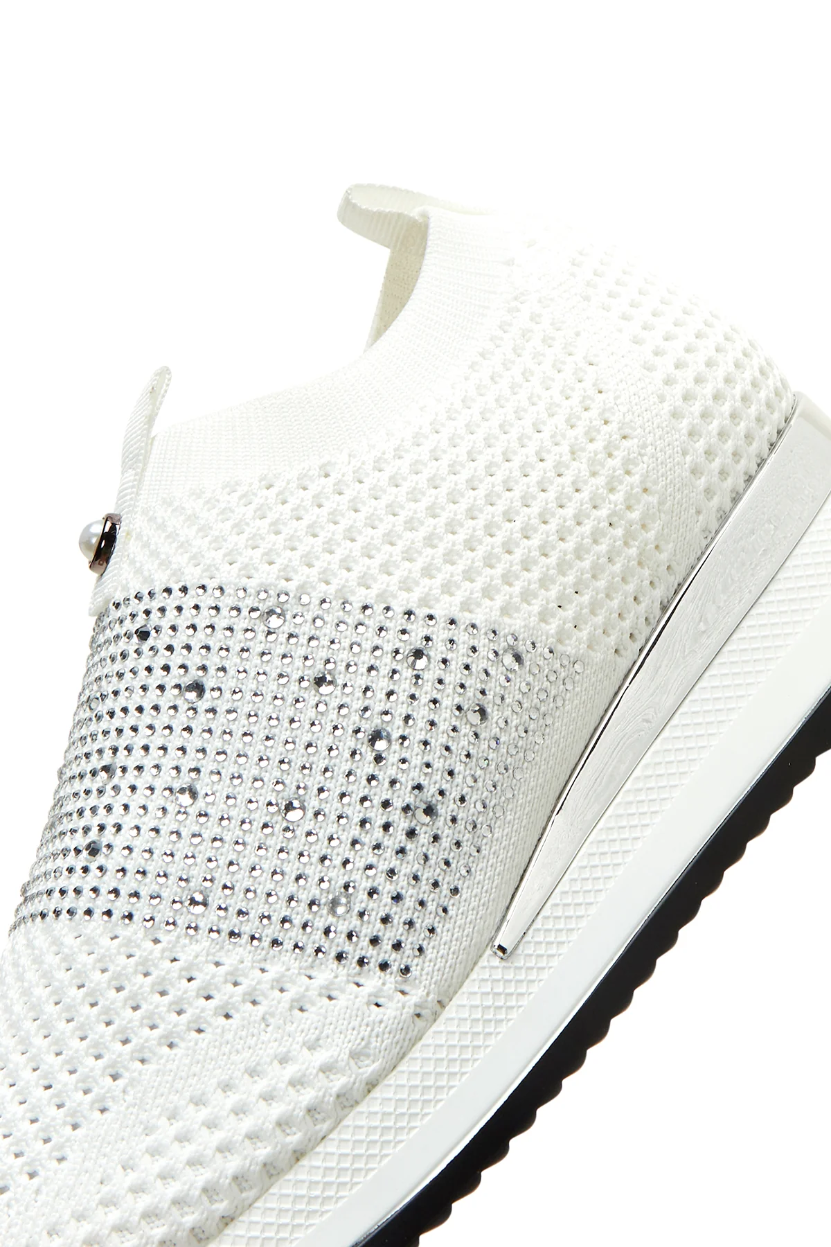 Kadın Beyaz Taşlı Kalın Tabanlı Sneaker - Image 7