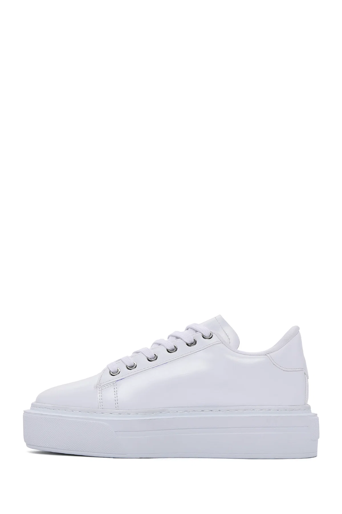 Kadın Beyaz Taşlı Kalın Tabanlı Sneaker - Image 2