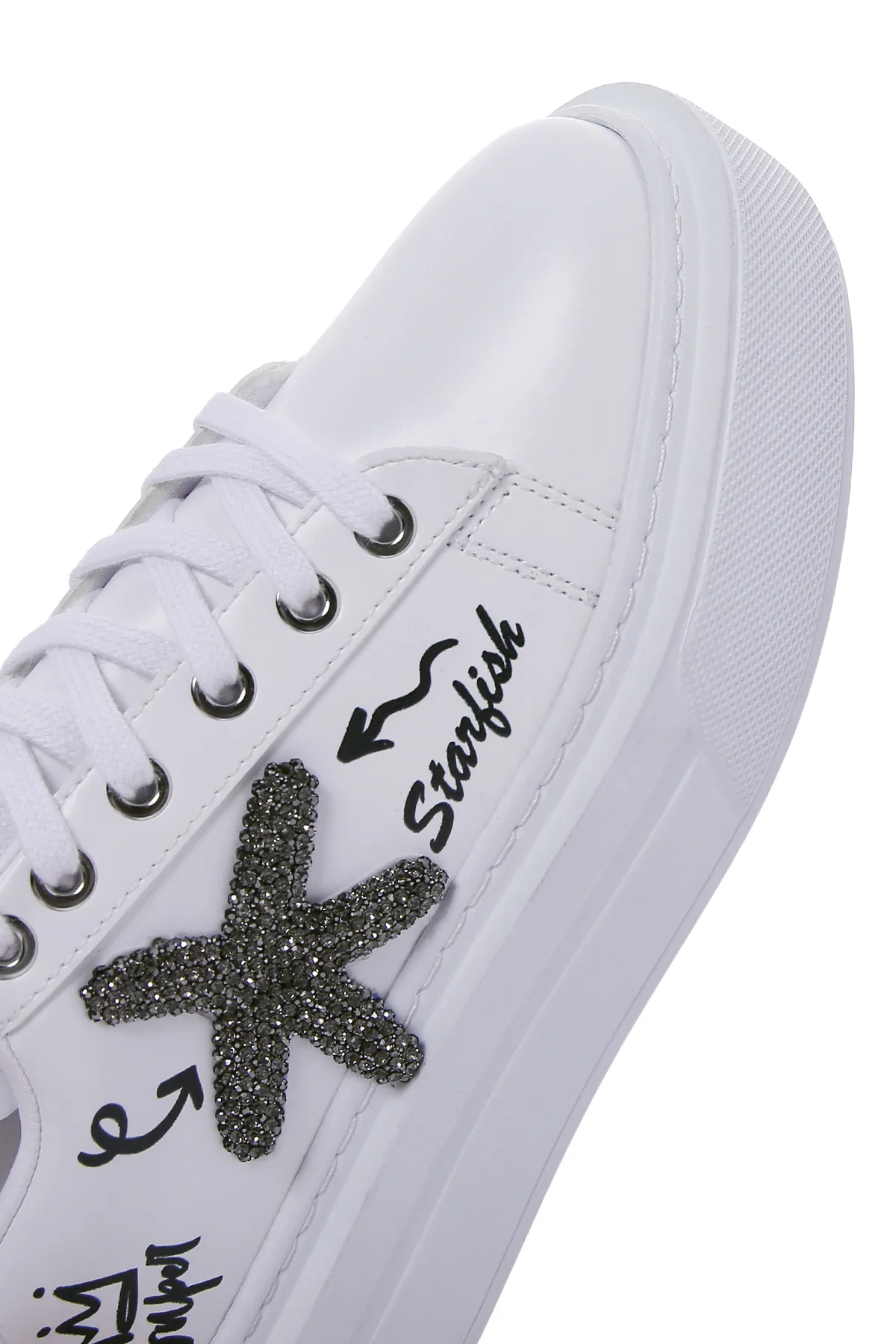 Kadın Beyaz Taşlı Kalın Tabanlı Sneaker - Image 9