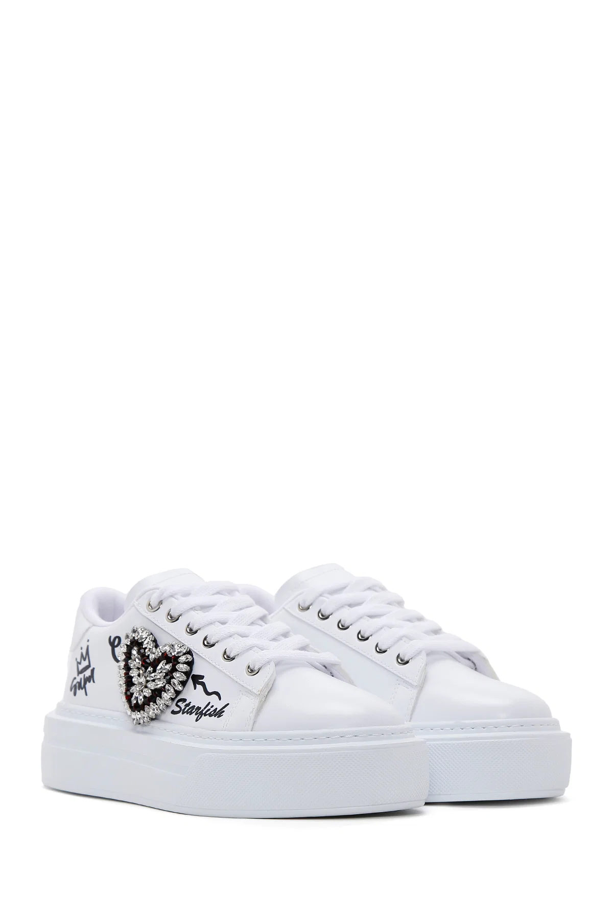 Kadın Beyaz Taşlı Sneaker - Image 4
