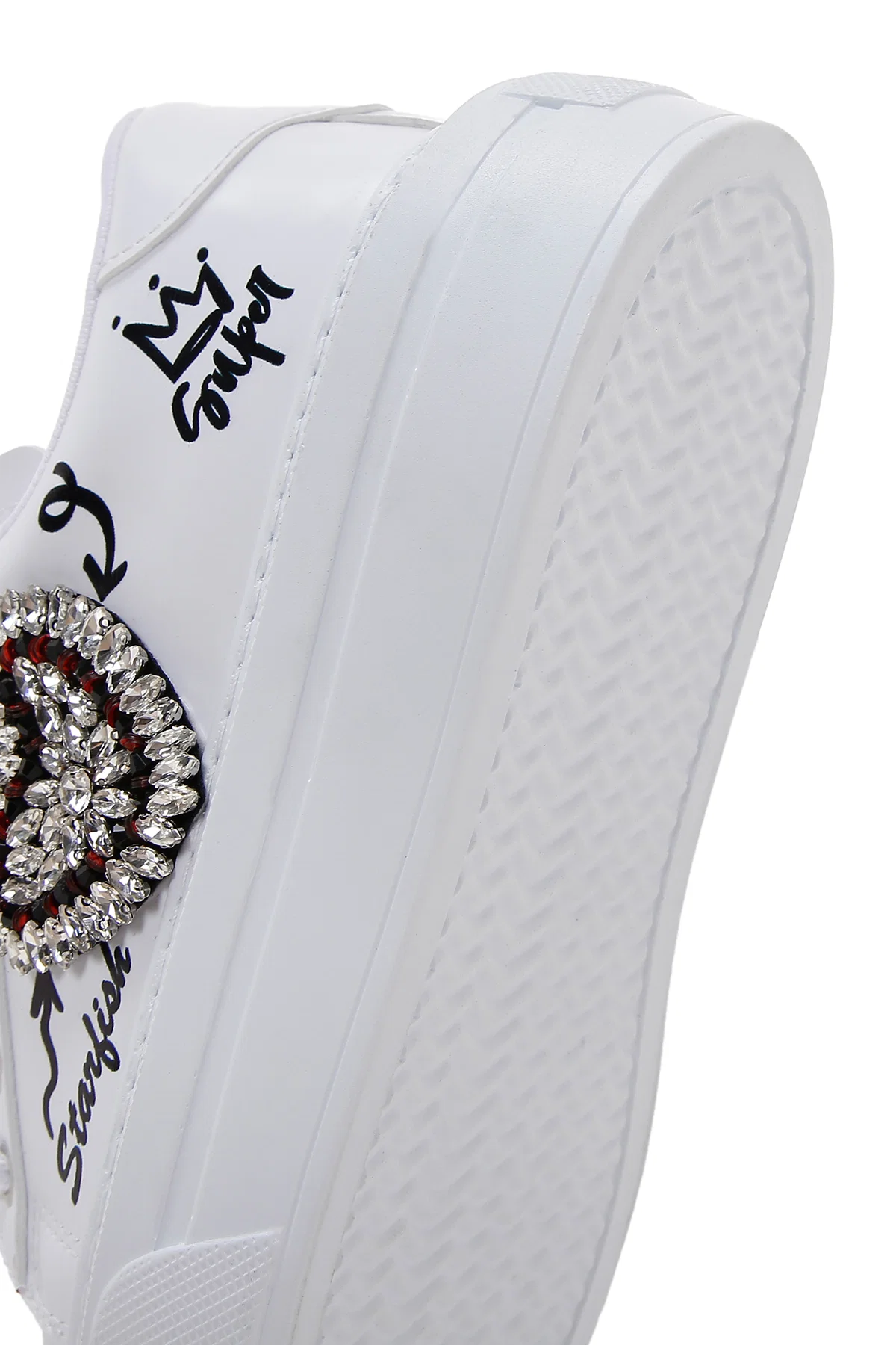 Kadın Beyaz Taşlı Sneaker - Image 9
