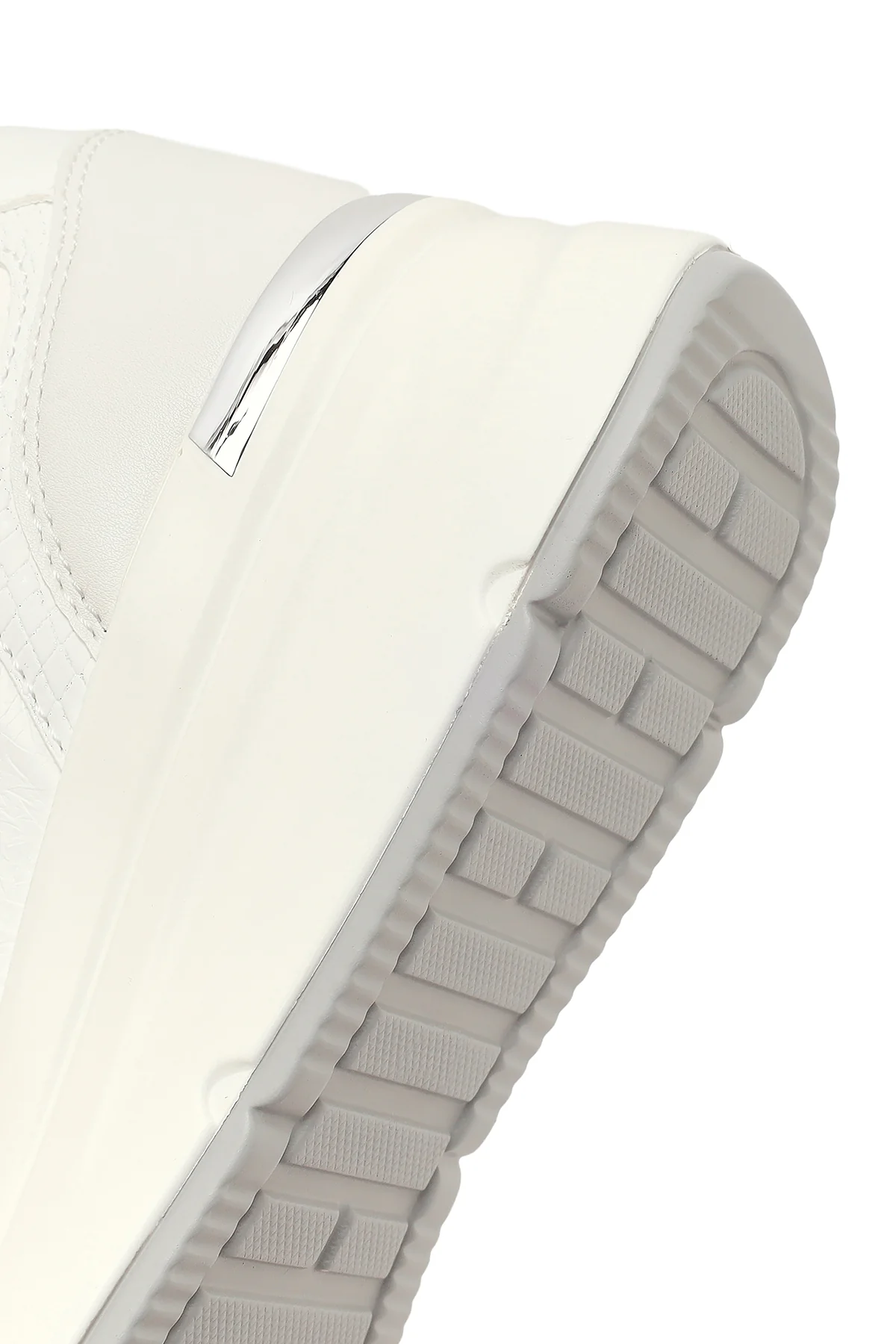 Kadın Beyaz Yandan Fermuarlı Bağcıklı Kalın Tabanlı Sneaker - Image 8