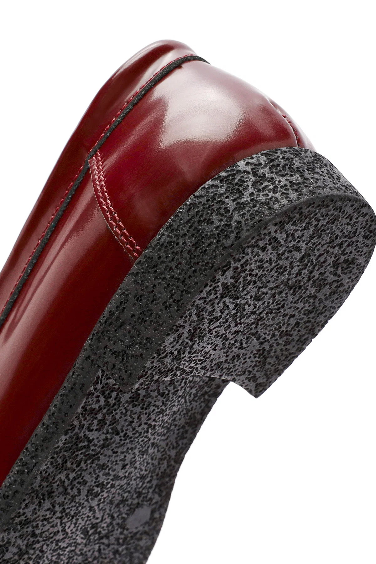 Kadın Bordo Aksesuar Detaylı Deri Maskülen Loafer - Image 8