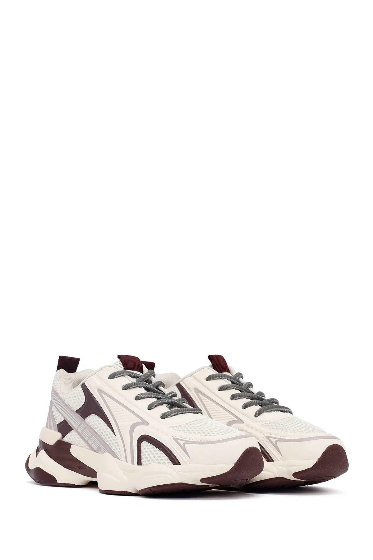 Kadın Bordo Bağcıklı Kalın Tabanlı Sneaker - Image 3