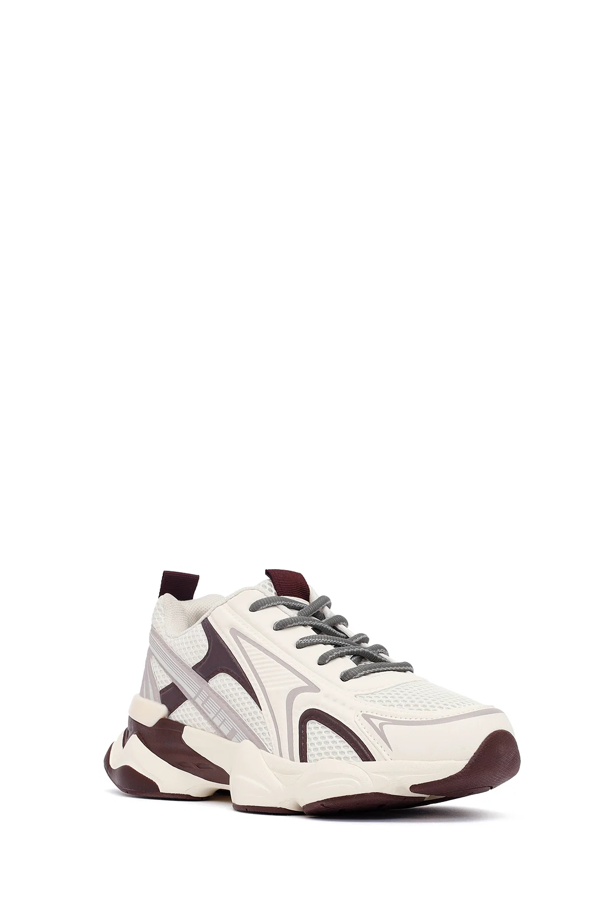 Kadın Bordo Bağcıklı Kalın Tabanlı Sneaker - Image 6