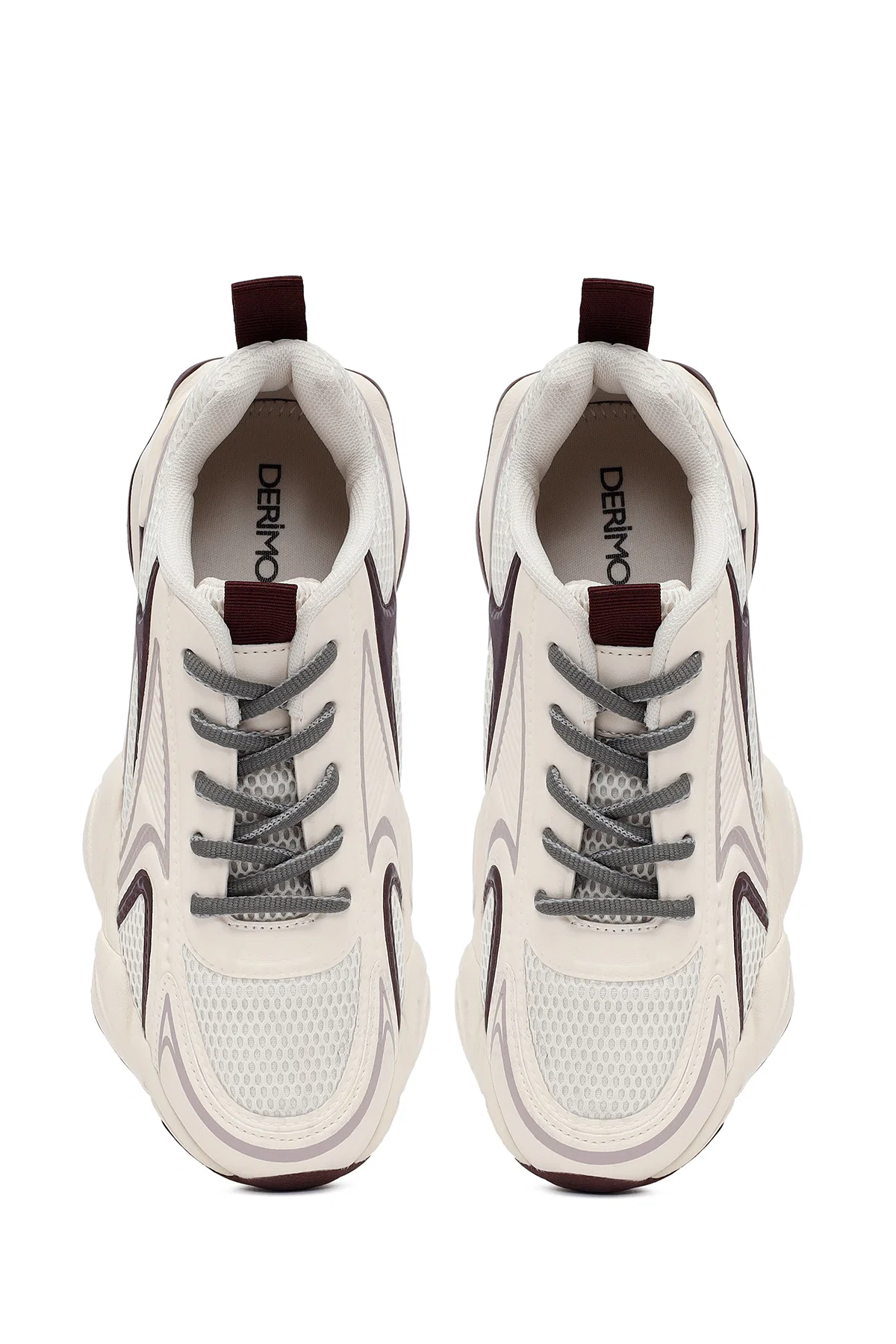 Kadın Bordo Bağcıklı Kalın Tabanlı Sneaker - Image 7