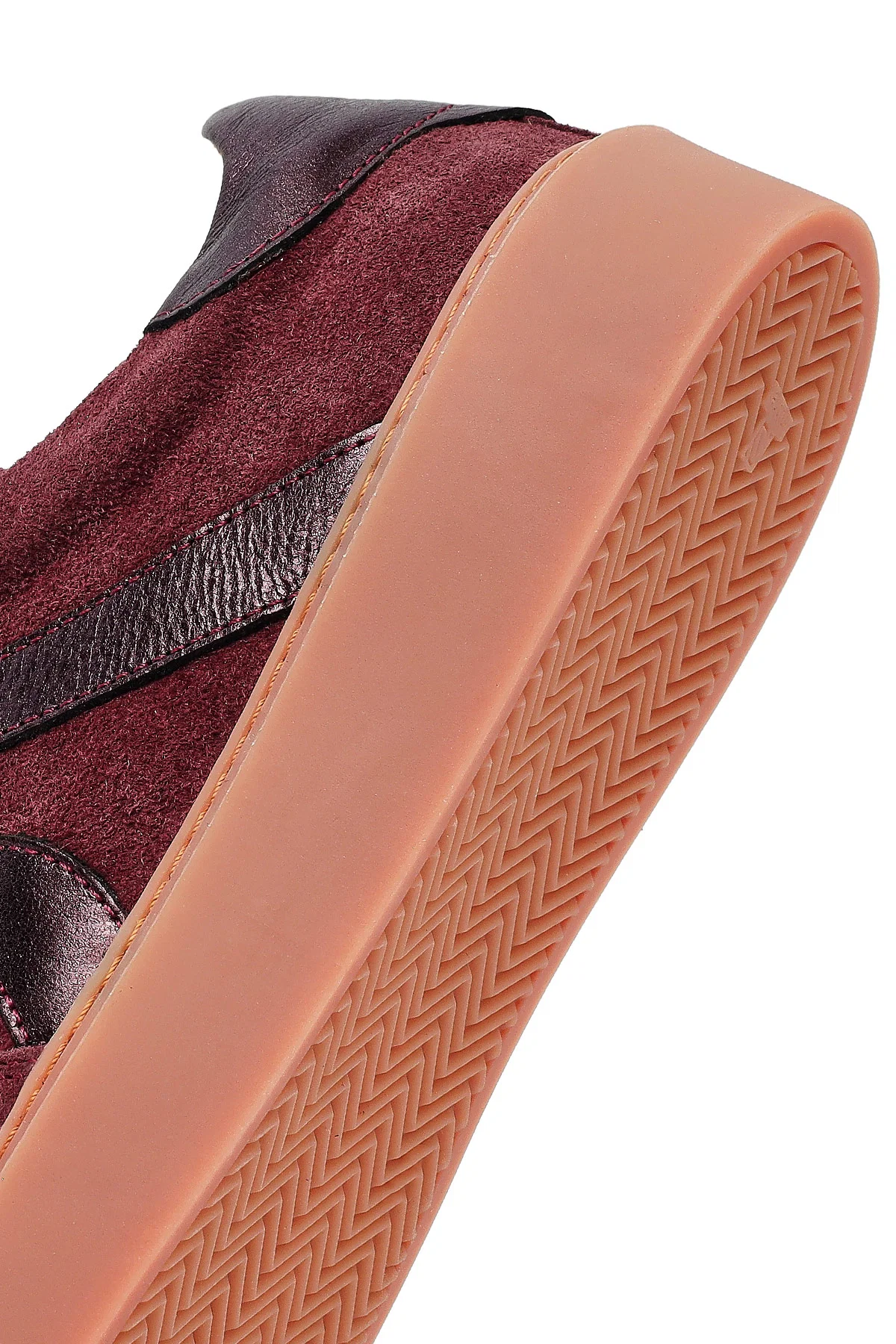 Kadın Bordo Bağcıklı Süet Deri Sneaker - Image 11