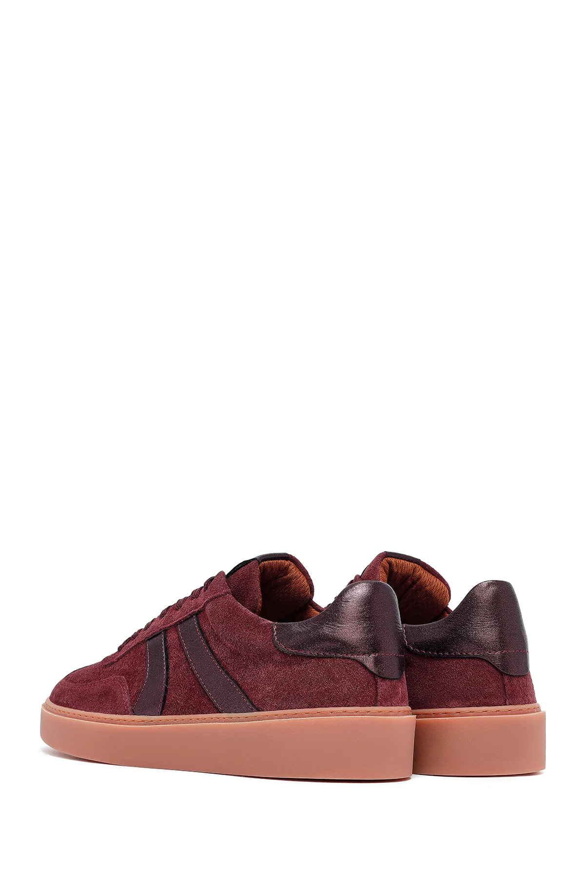 Kadın Bordo Bağcıklı Süet Deri Sneaker - Image 7