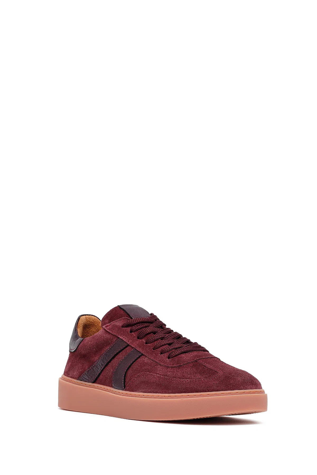 Kadın Bordo Bağcıklı Süet Deri Sneaker - Image 8