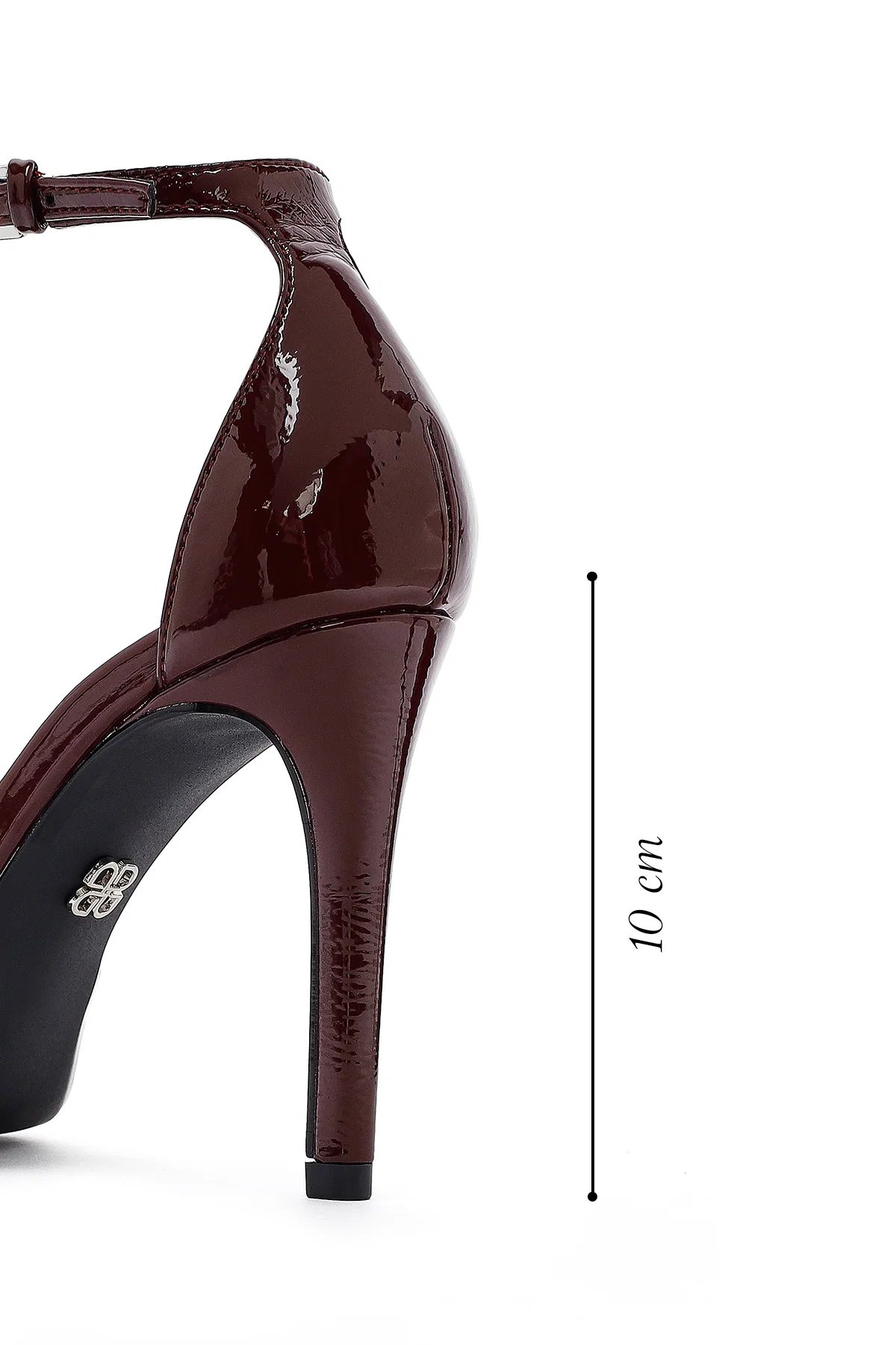 Kadın Bordo Bilekten Tokalı Yüksek İnce Topuklu Rugan Stiletto - Image 2