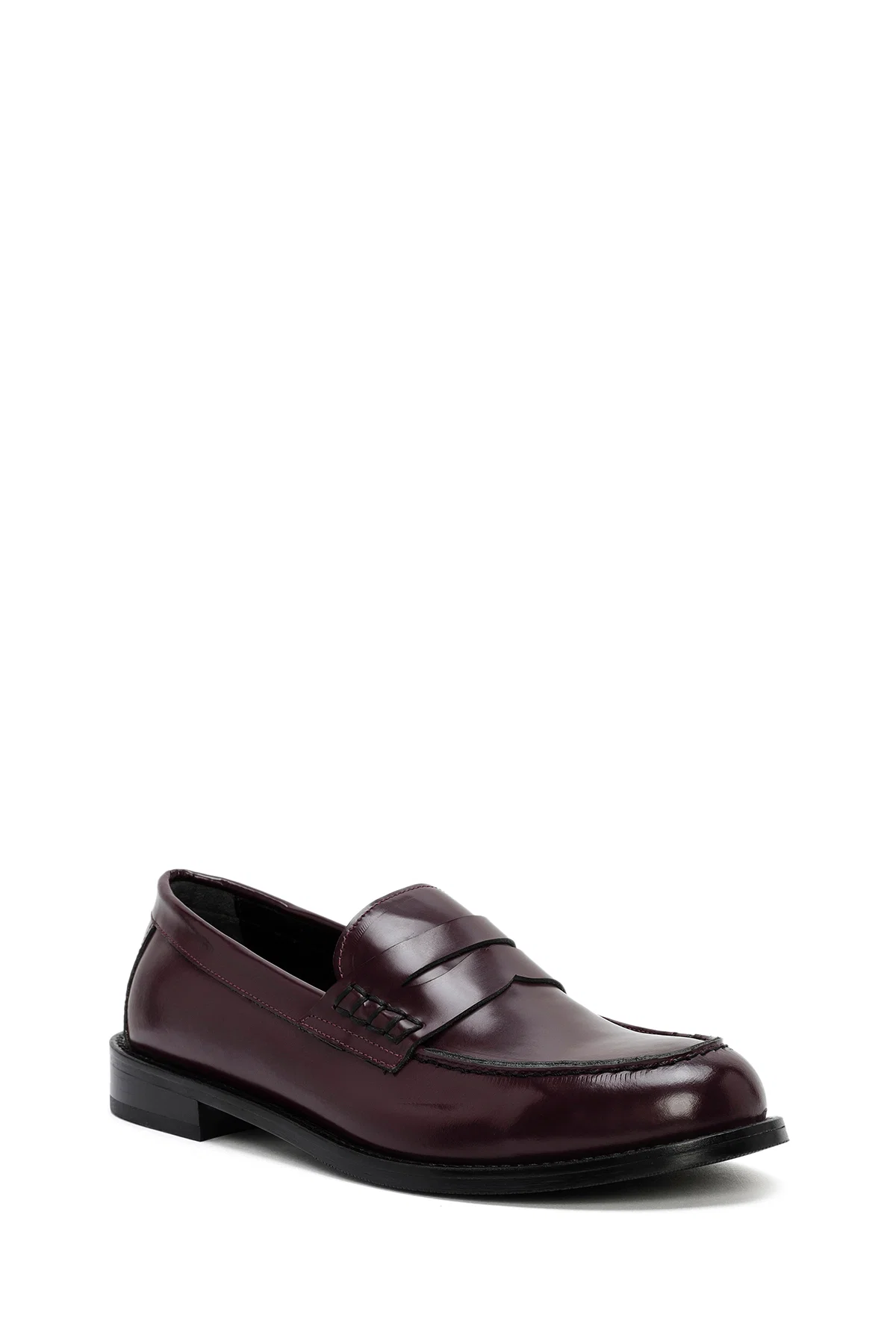 Kadın Bordo Deri Maskülen Loafer - Image 6