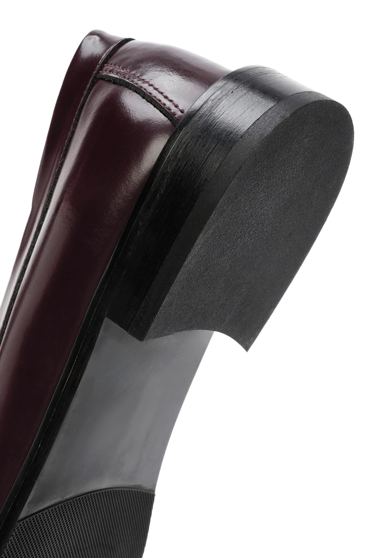Kadın Bordo Deri Maskülen Loafer - Image 8