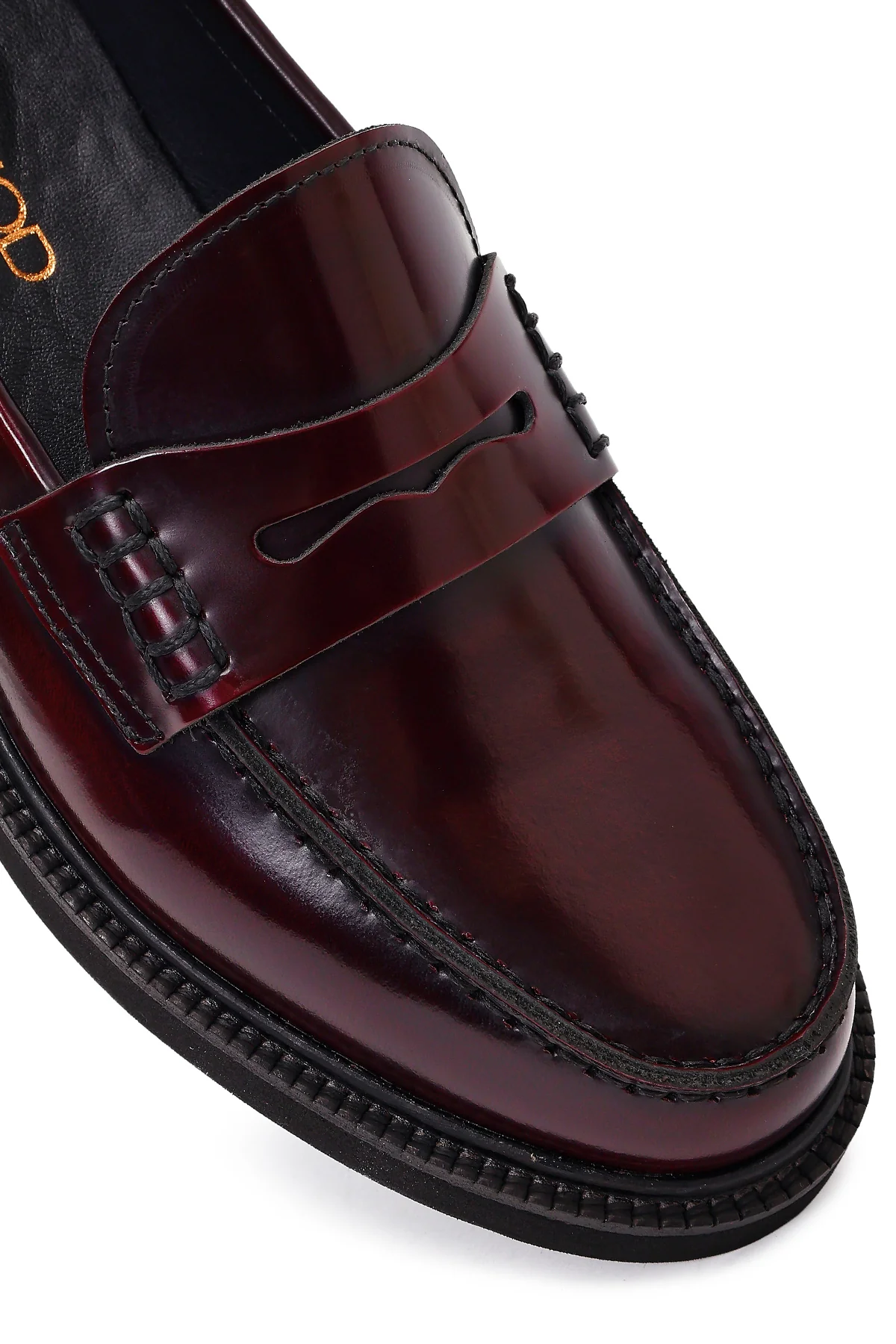 Kadın Bordo Deri Maskülen Loafer - Image 10
