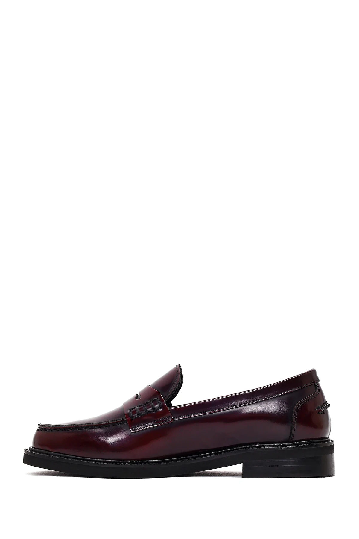 Kadın Bordo Deri Maskülen Loafer - Image 4