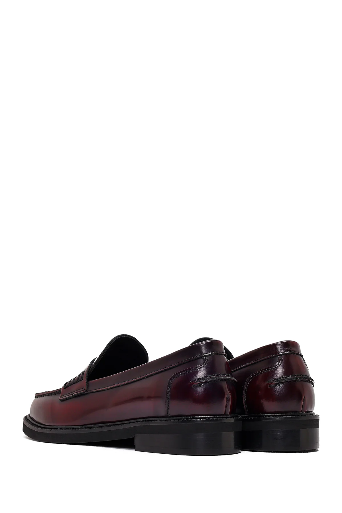 Kadın Bordo Deri Maskülen Loafer - Image 7