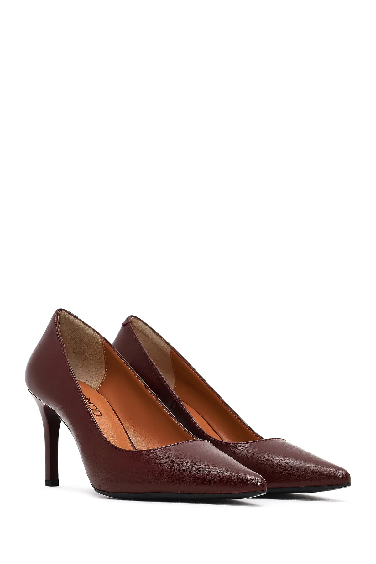 Kadın Bordo İnce Topuklu Deri Stiletto - Image 3