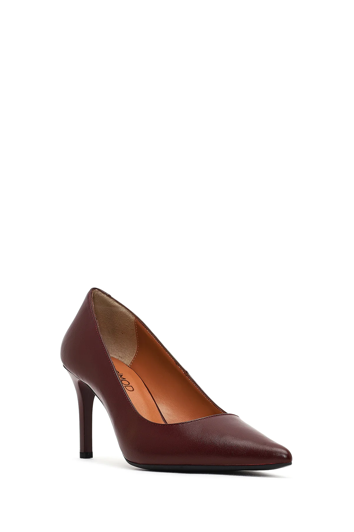 Kadın Bordo İnce Topuklu Deri Stiletto - Image 7