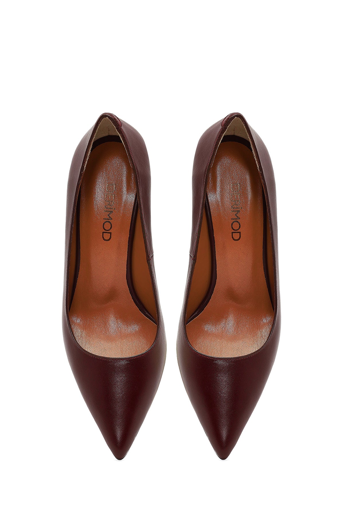 Kadın Bordo İnce Topuklu Deri Stiletto - Image 8