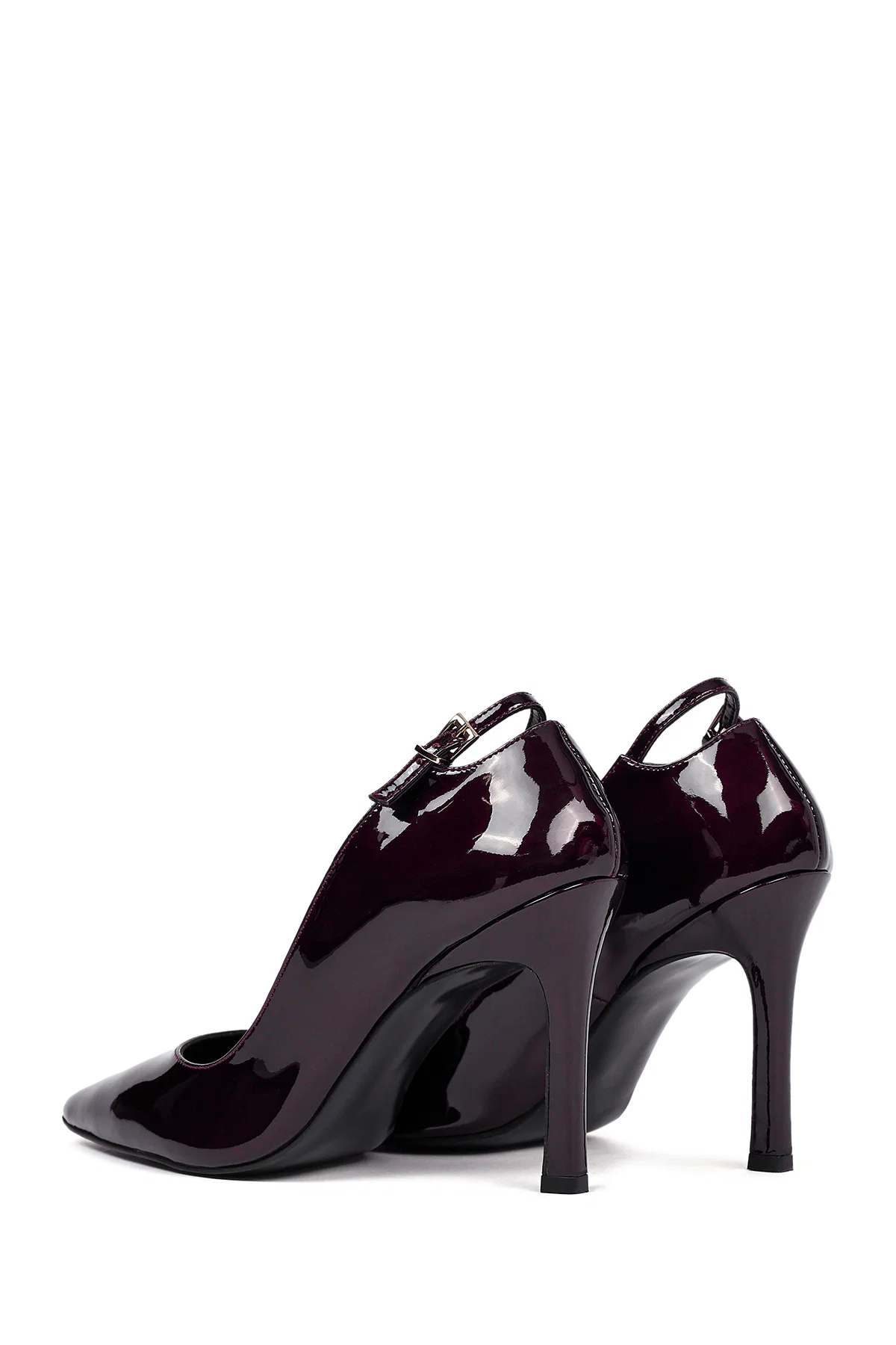 Kadın Bordo İnce Topuklu Rugan Deri Stiletto - Image 6