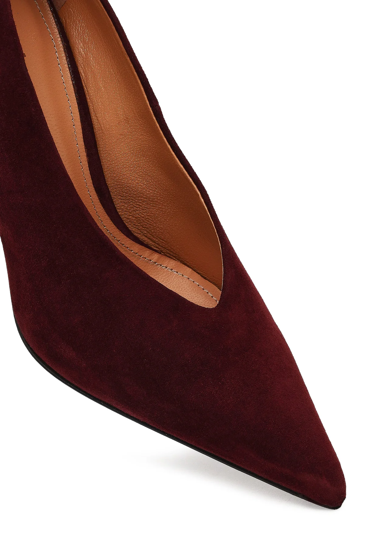 Kadın Bordo İnce Topuklu Süet Deri Stiletto - Image 10